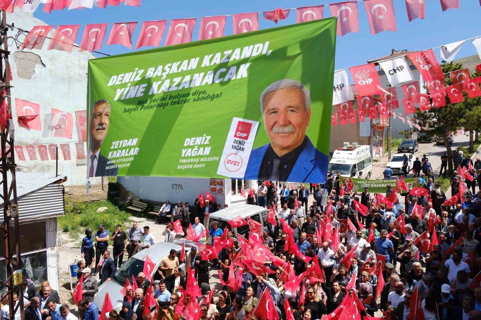 Zeydan Karalar, Pınarbaşı’nda tekrarlanacak seçim öncesi Deniz Yağan’a destek verdi
