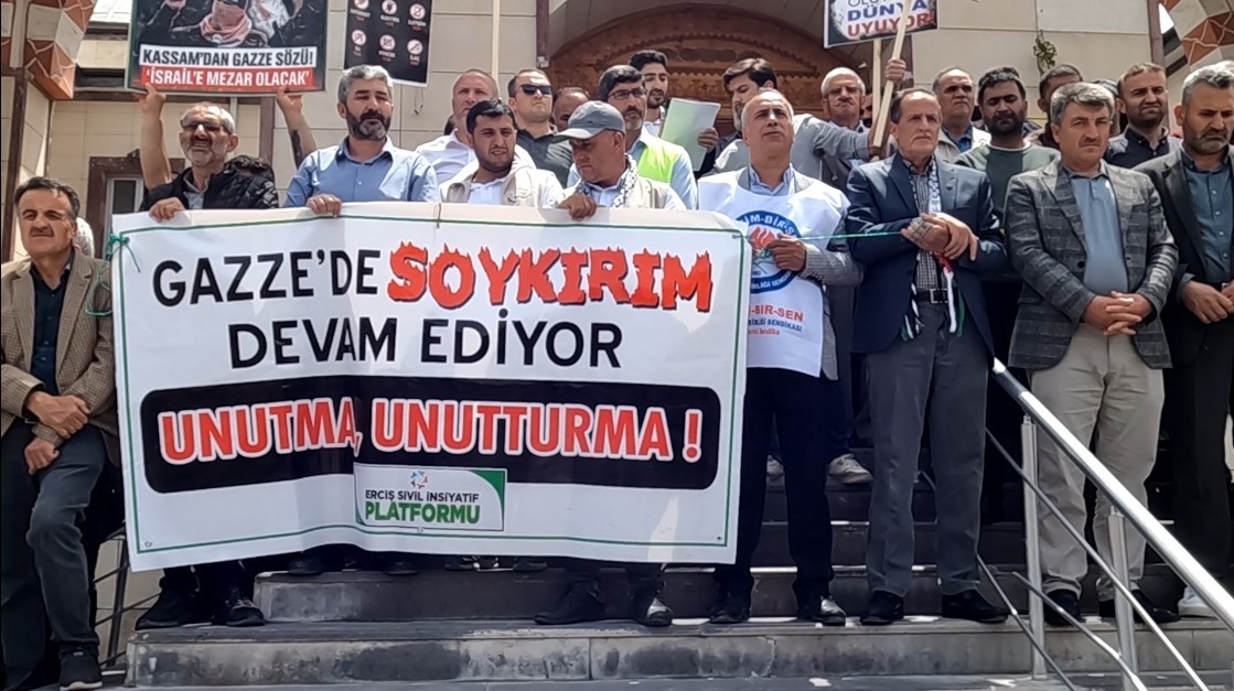 Erciş’te İsrail’in katliamları protesto edildi
