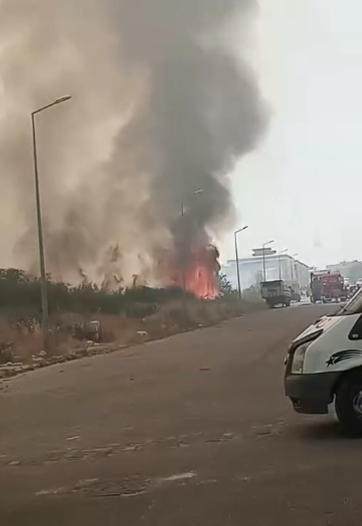 Boş arazide çıkan yangın korkuttu
