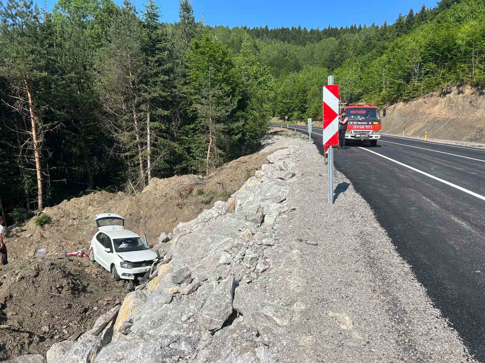 Şarampole uçan otomobilin sürücüsü yaralandı
