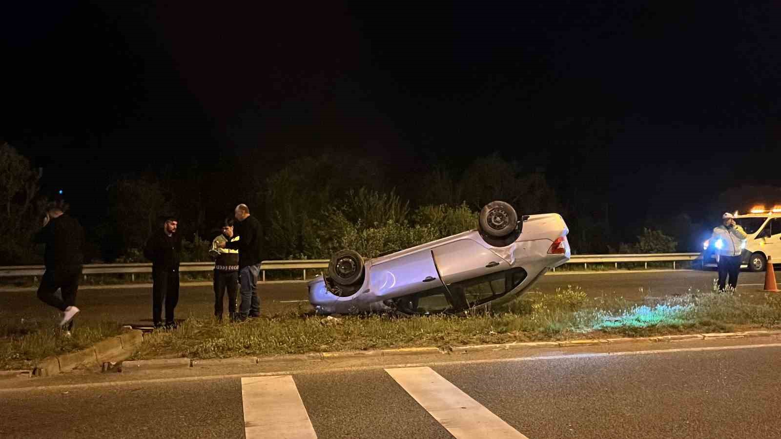 Takla atan otomobilden burnu bile kanamadan çıktı
