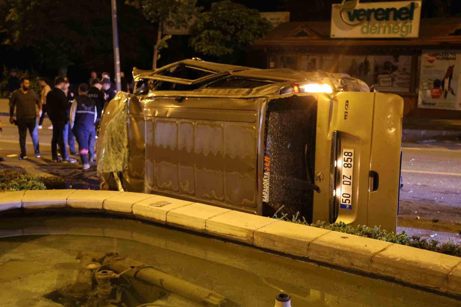 Nevşehir’de kontrolden çıkan minibüs takla attı: 1 yaralı
