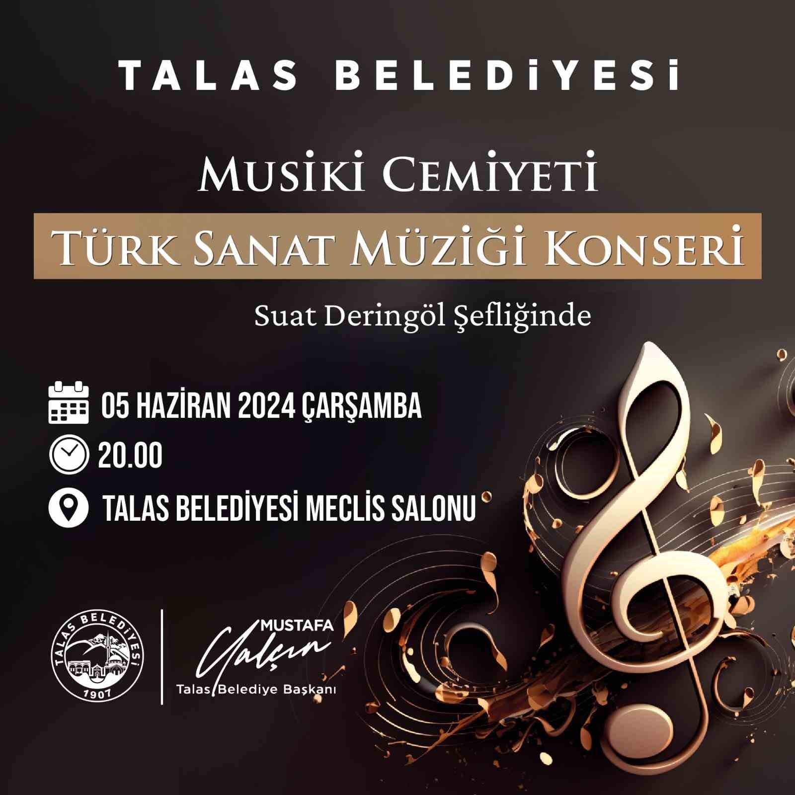 Talas Musiki Cemiyeti’nden sanat müziği konseri
