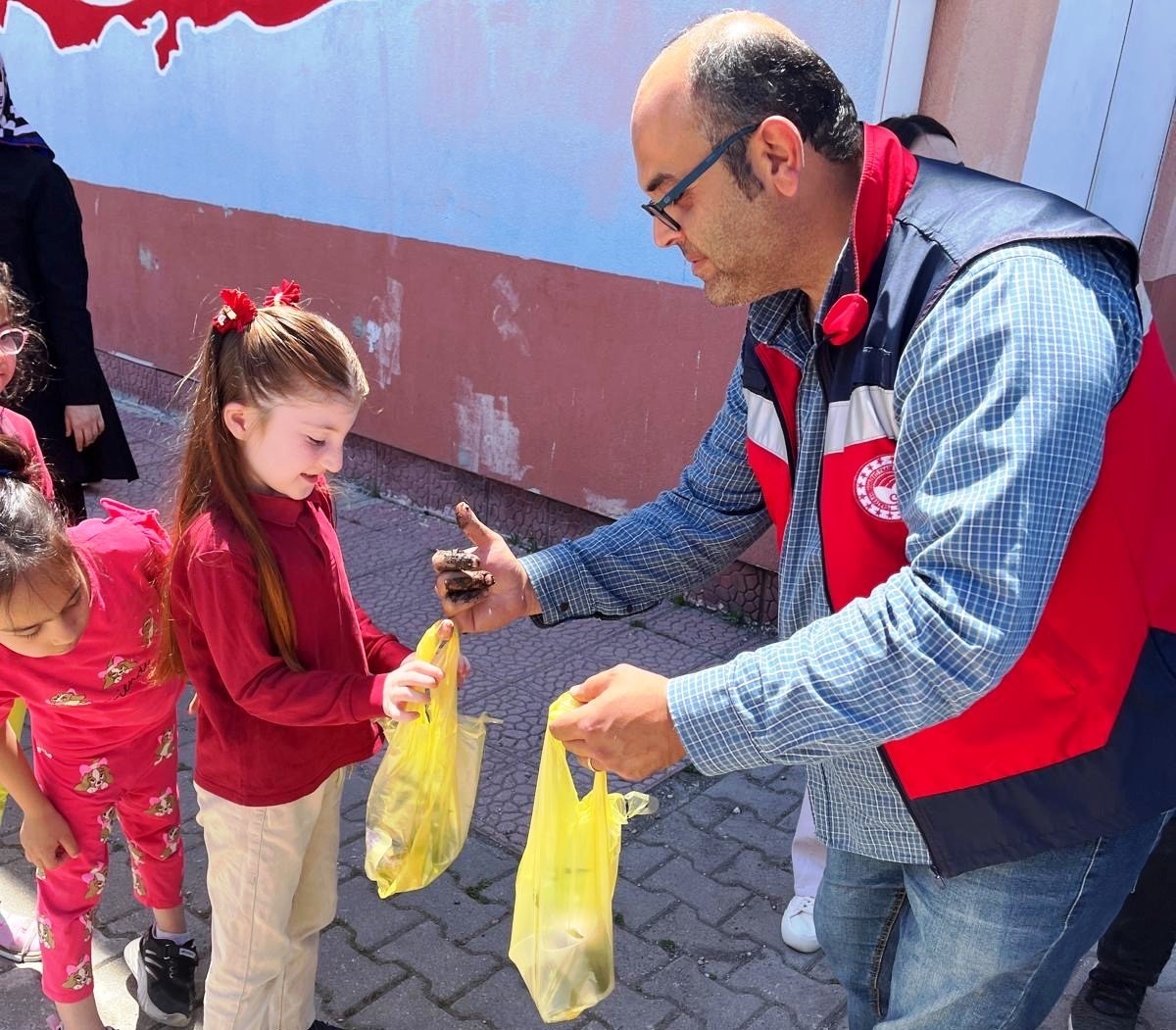 Altıntaş’ta ilkokul öğrencilerine sebze fidesi dağıtıldı
