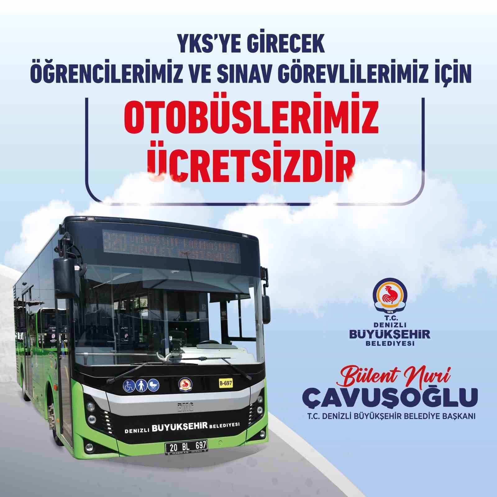 Denizli’de YKS’ye girecek öğrencilere ulaşım ücretsiz
