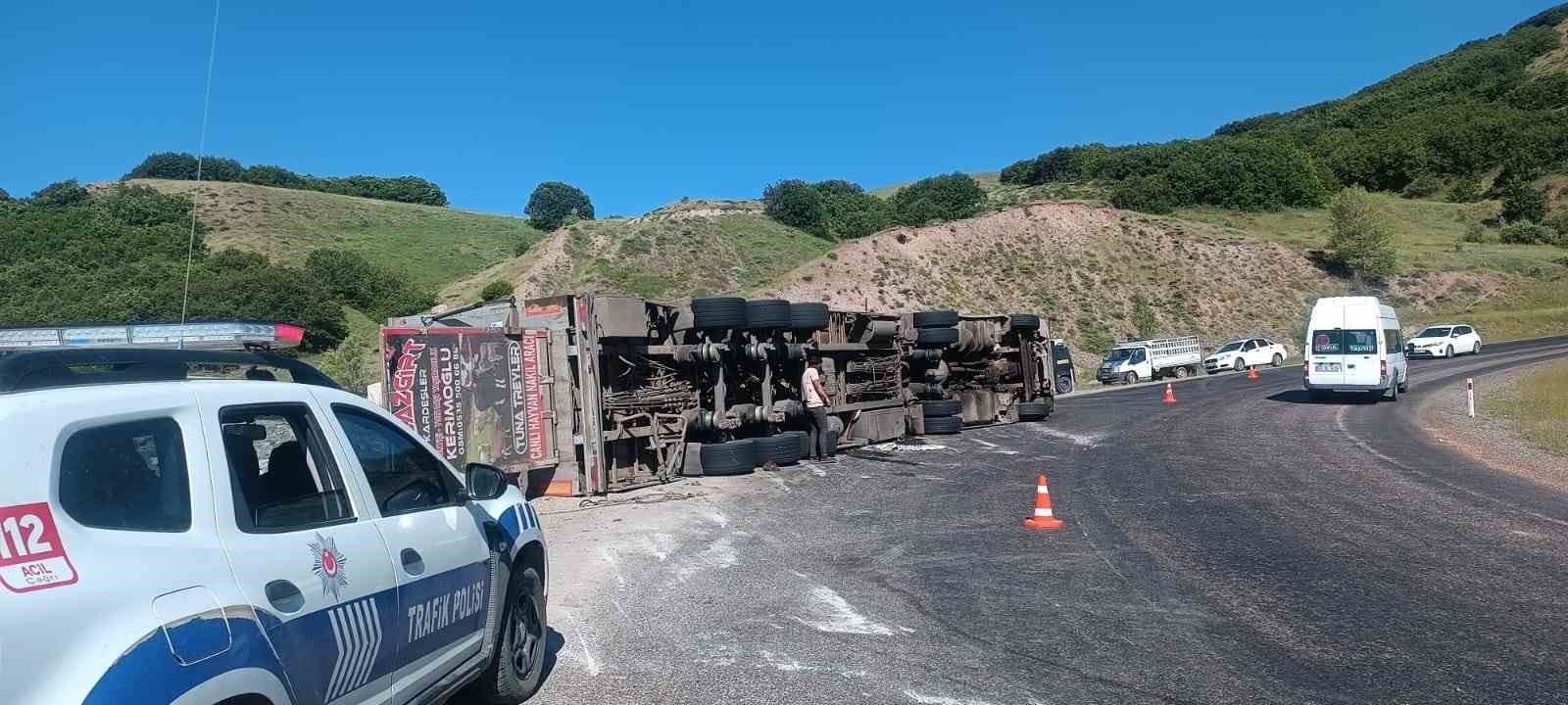 Tunceli’de, hayvan yüklü tır devrildi: 3 yaralı
