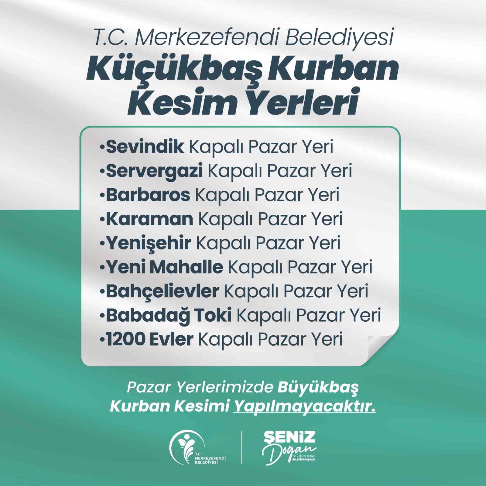 Merkezefendi Belediyesi kurban kesim yerleri belirlendi
