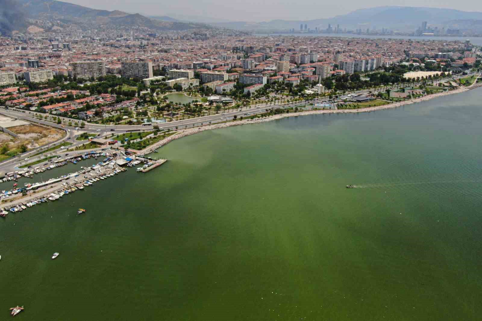 İzmir’in iki ilçesinde denizin rengi değişti, kötü koku yayıldı
