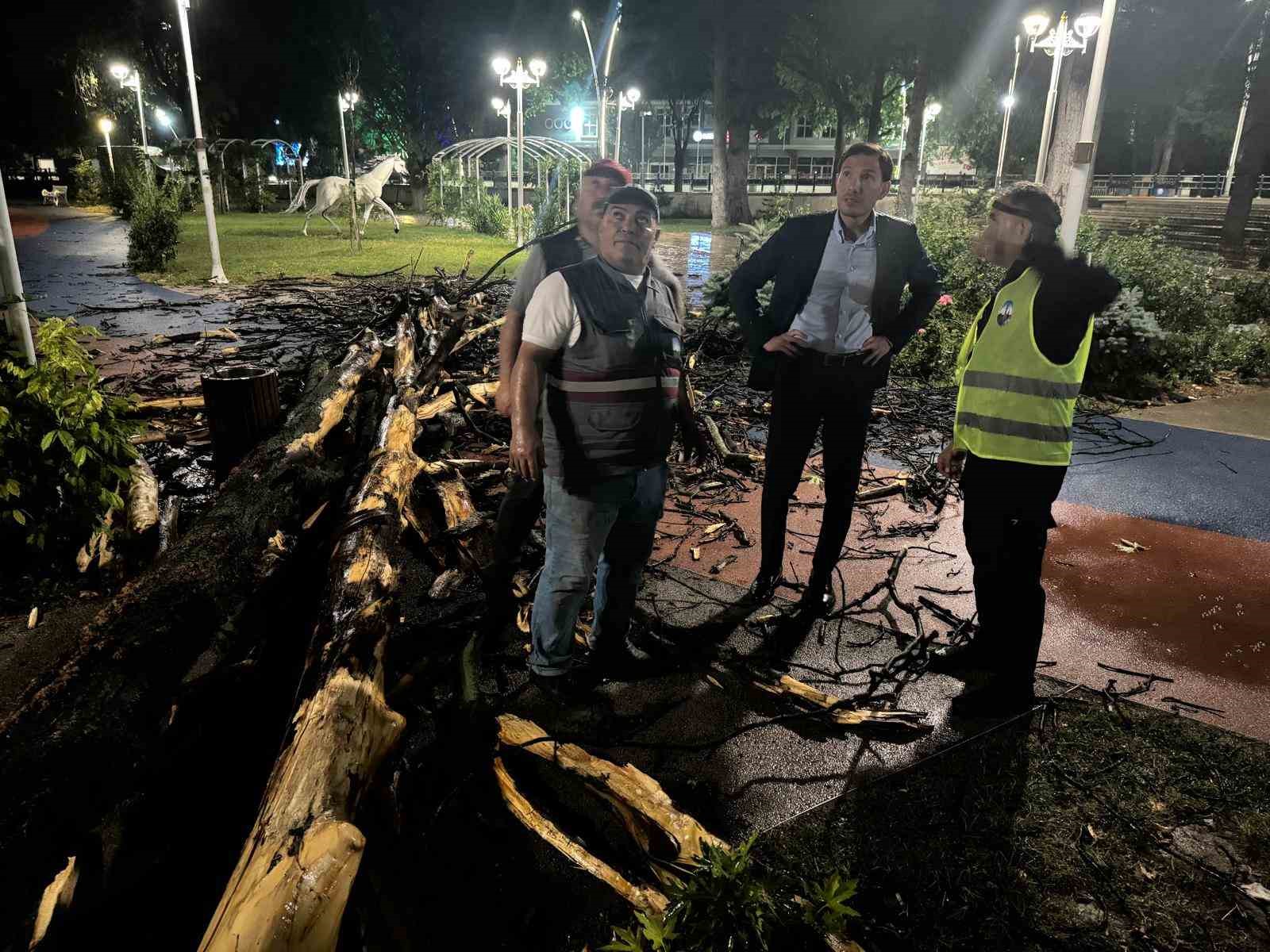 Tokat’ta fırtına ağaçları devirdi, çatıları uçurdu
