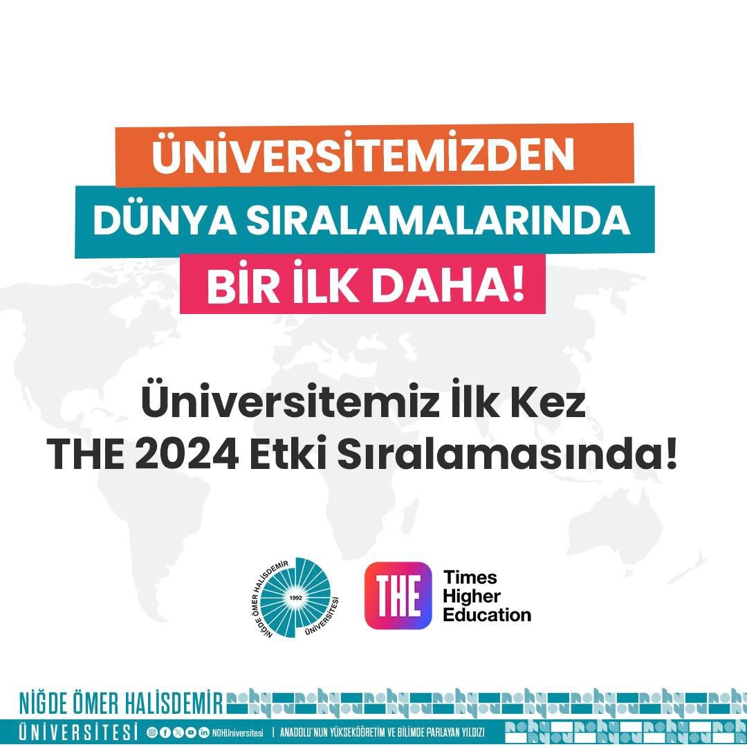 NÖHÜ ilk kez THE 2024 Impact Rankings sıralamasında
