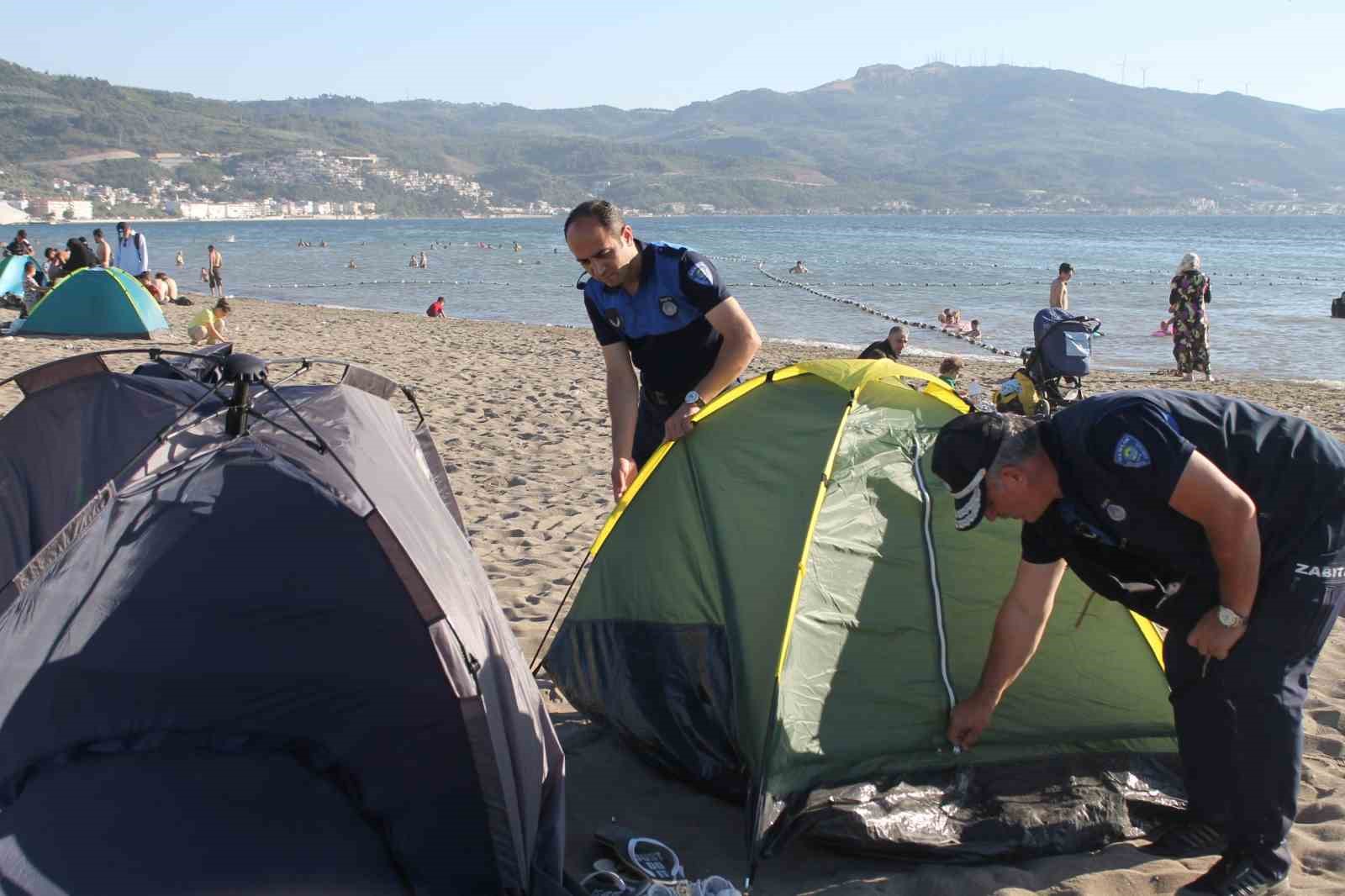 Gemlik sahillerinde çadır operasyonu
