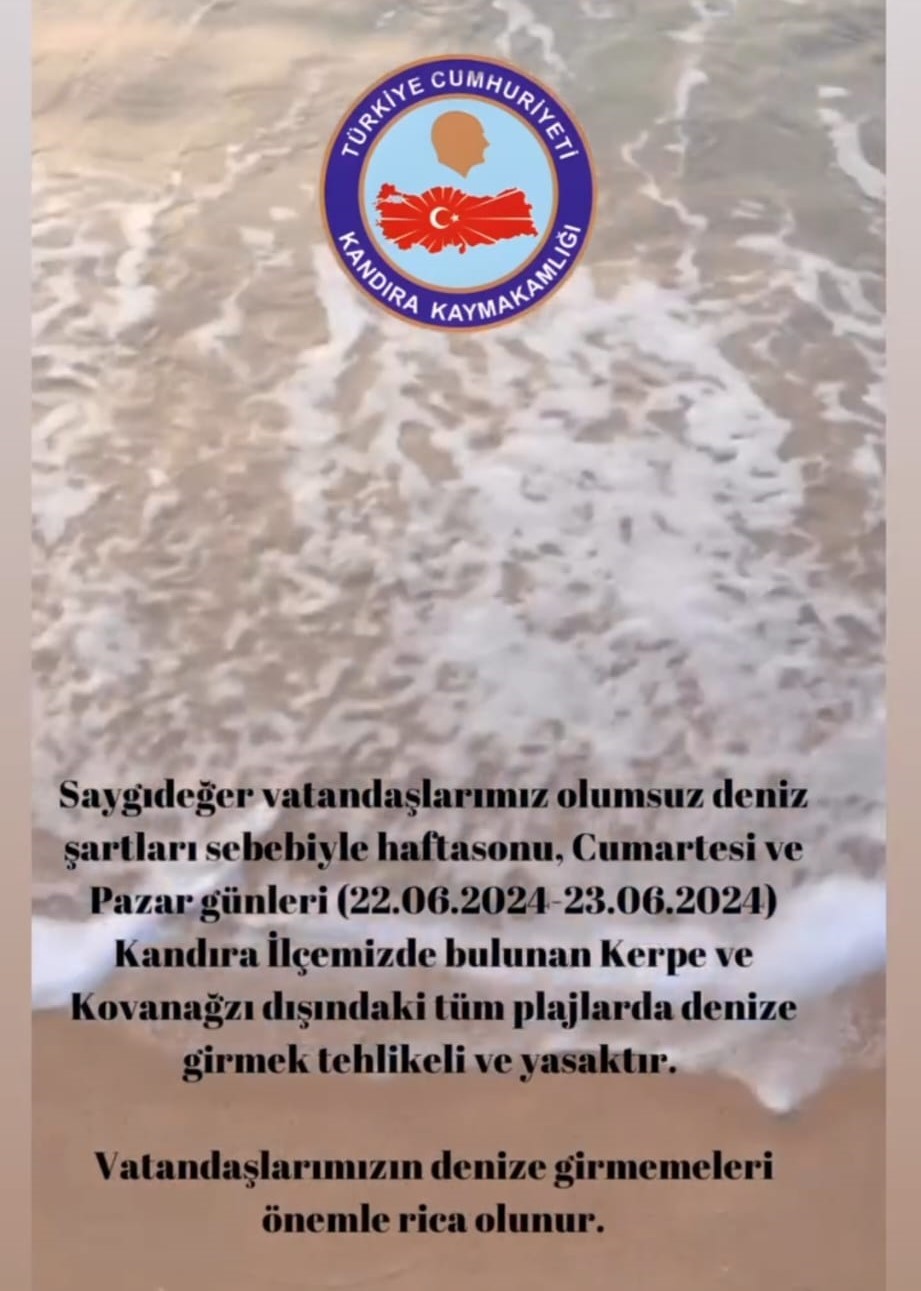 Kandıra’da hafta sonu denize girmek yasaklandı
