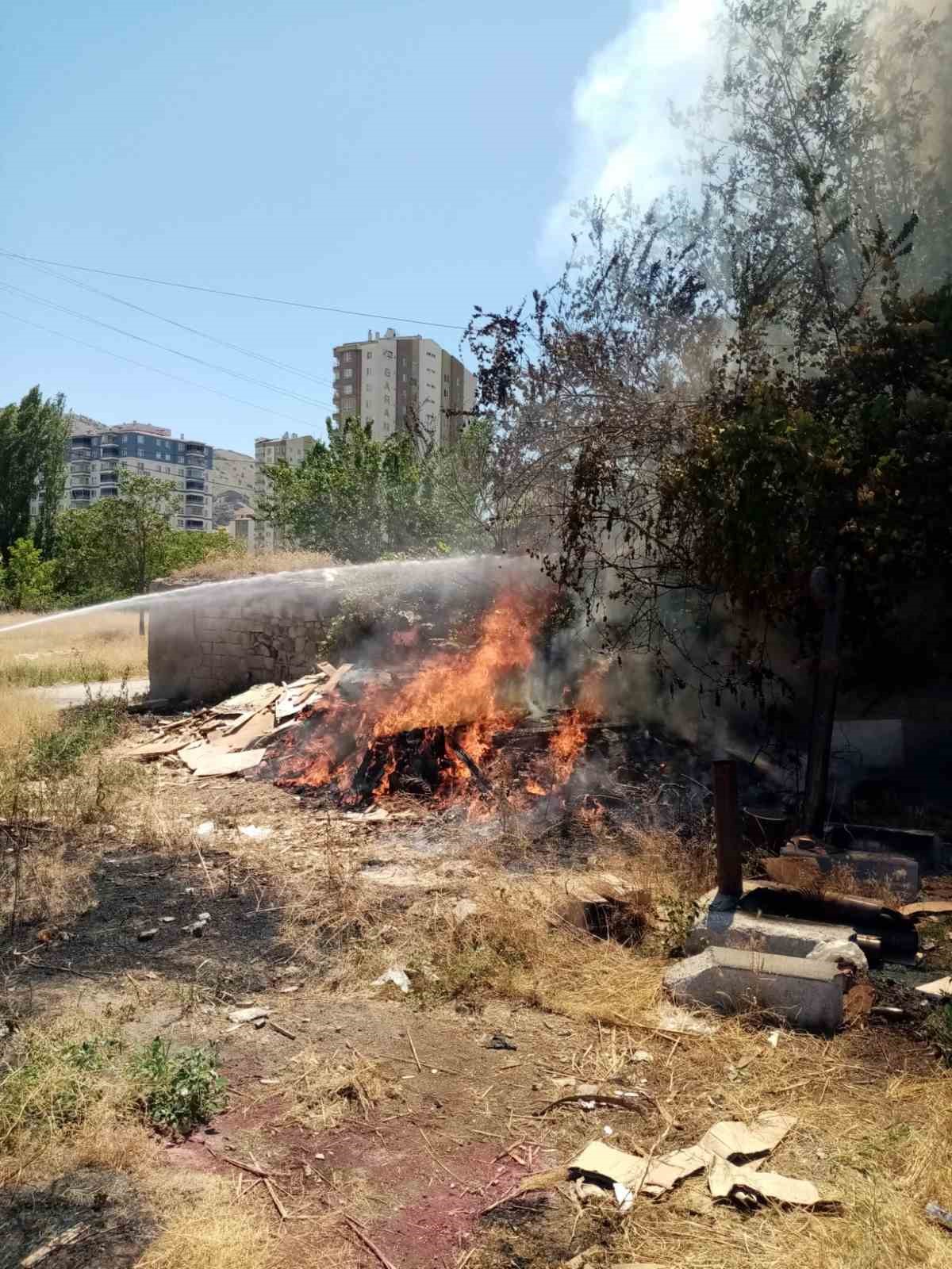 Alevlerin ortasında kalan kaplumbağaya ekiplerden yardım eli
