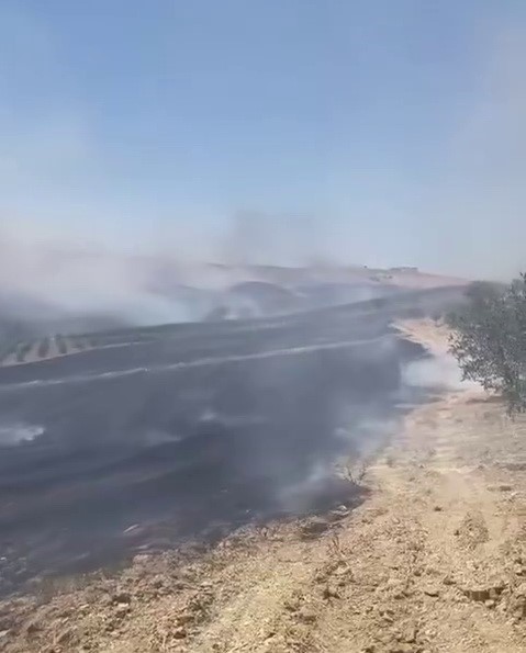 Köyde çıkan anız yangını güçlükle söndürüldü
