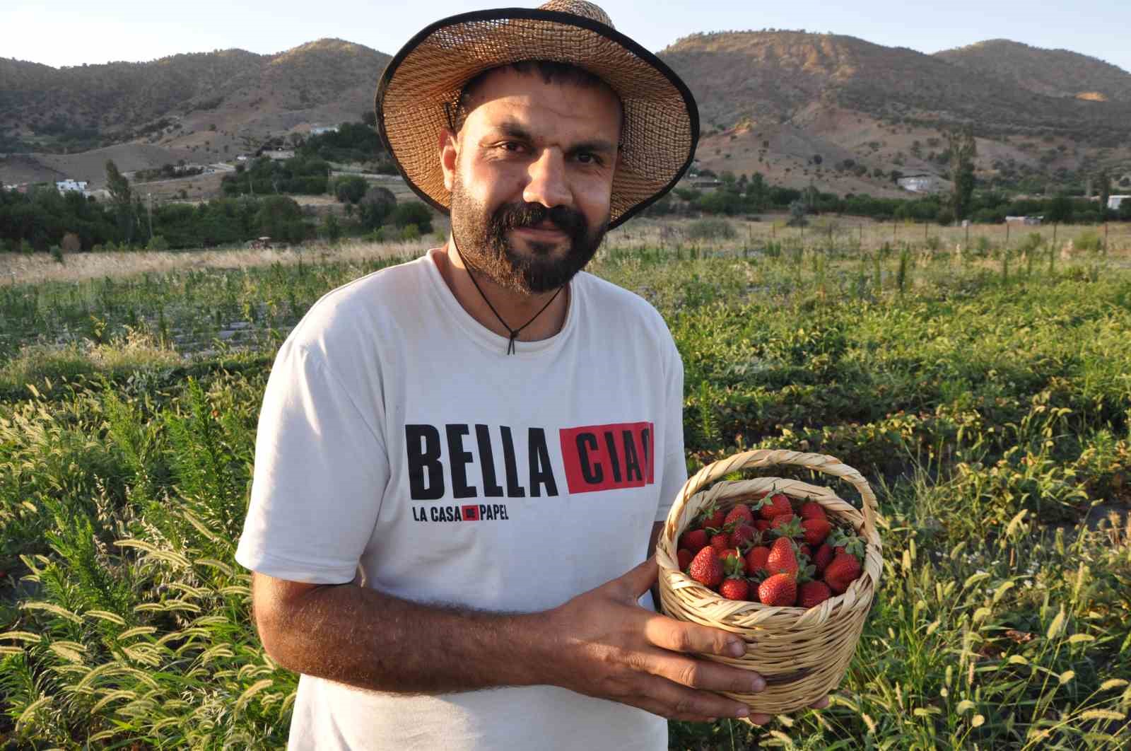 Devlet desteğiyle tütüne alternatif olarak ürettikleri çilekleri devletin zirvesine ulaştırmanın mutluluğunu yaşadılar
