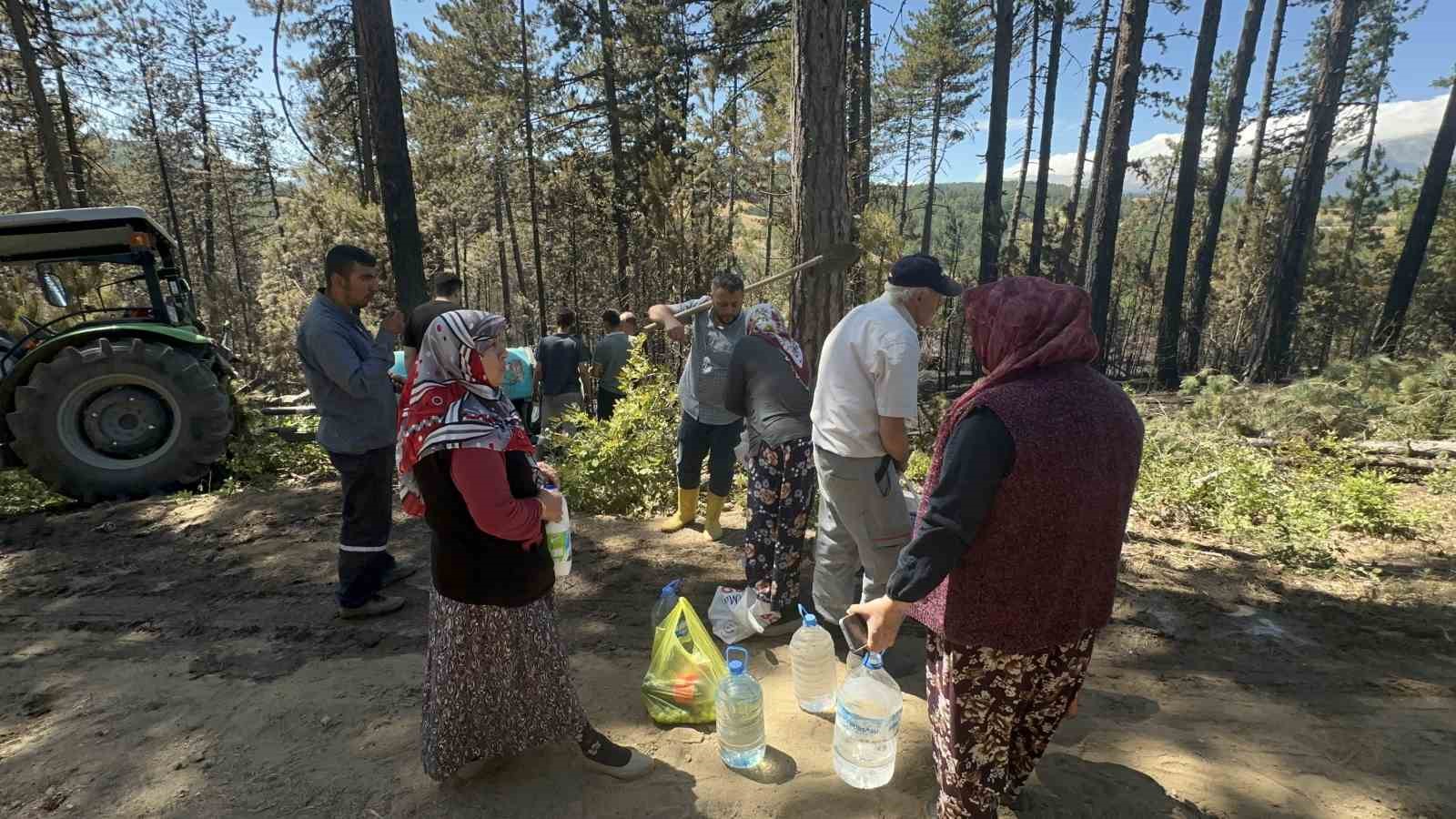 Orman yangınında yürekleri serinleten detay
