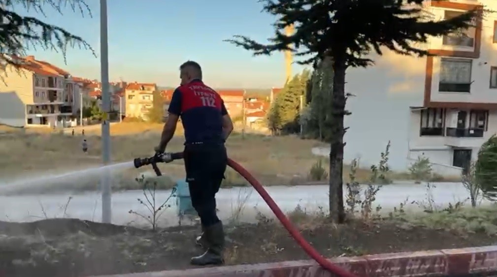 Tavşanlı’da boş arazide çıkan yangın kısa sürede söndürüldü
