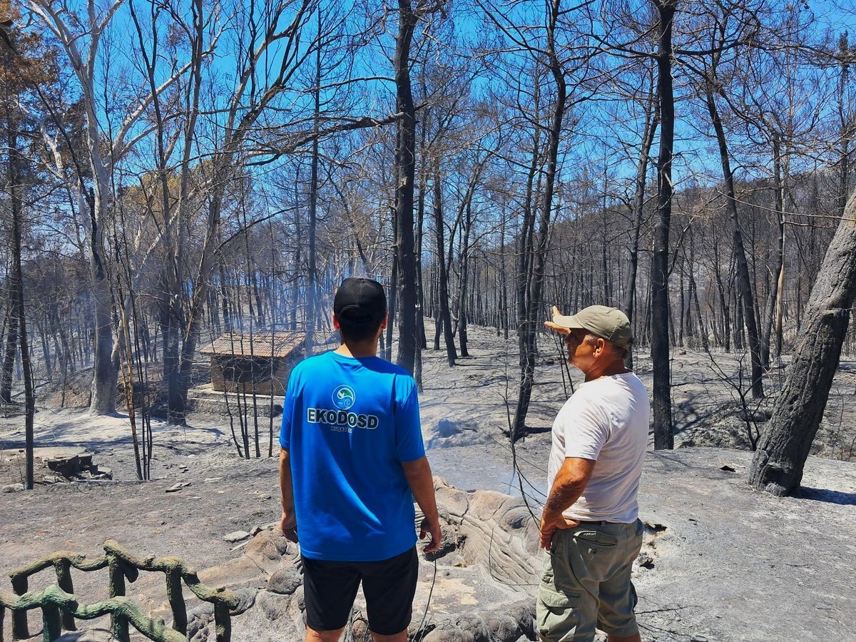 Kuşadası’ndaki orman yangınında antik su kemeri zarar gördü
