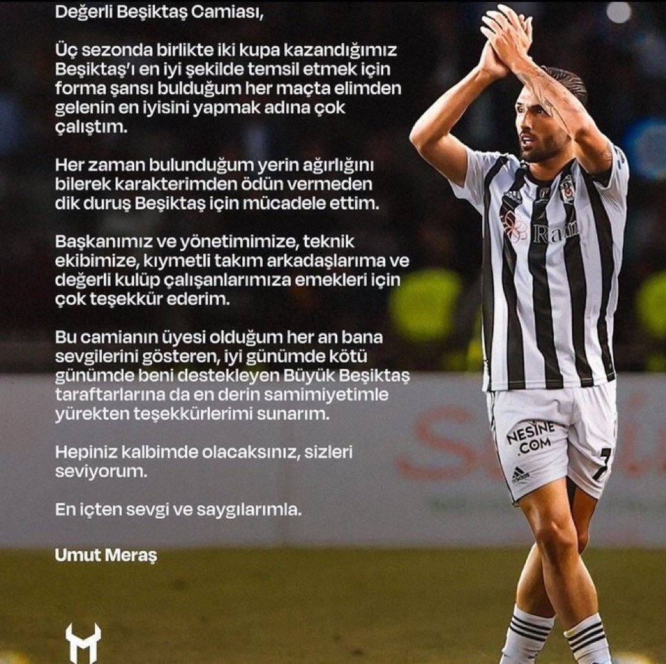 Umut Meraş, Beşiktaş’a veda etti
