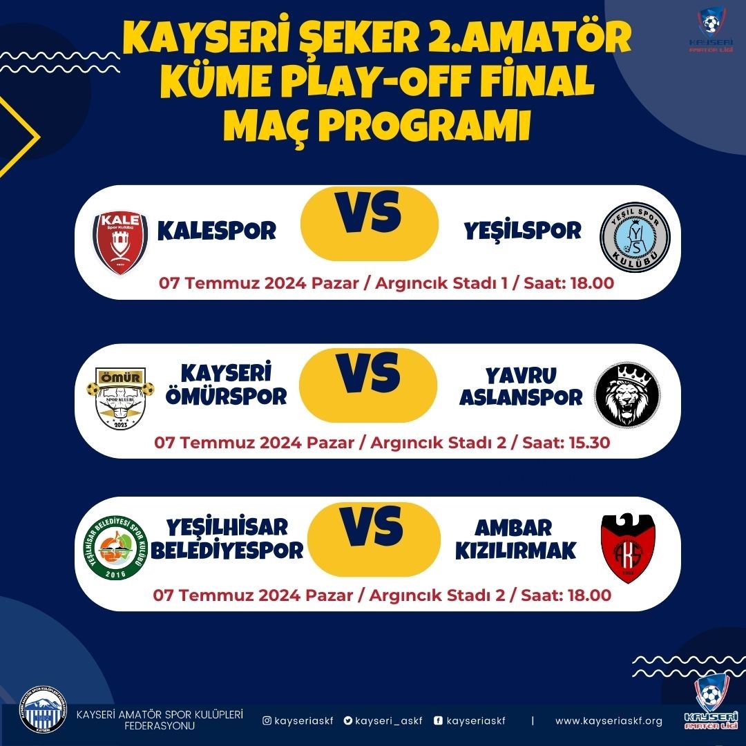 Kayseri 2. Amatör Küme Play-Off final programı belli oldu
