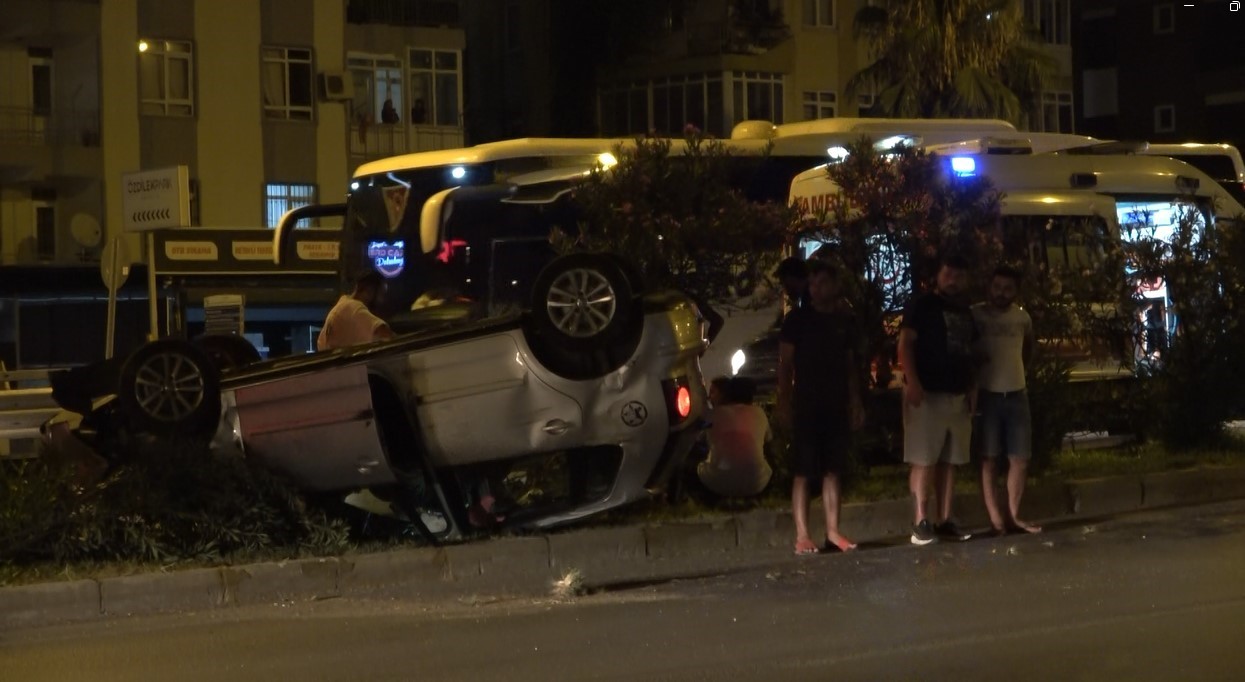 Otomobille takla attılar, ’tesadüfle’ kurtuldular
