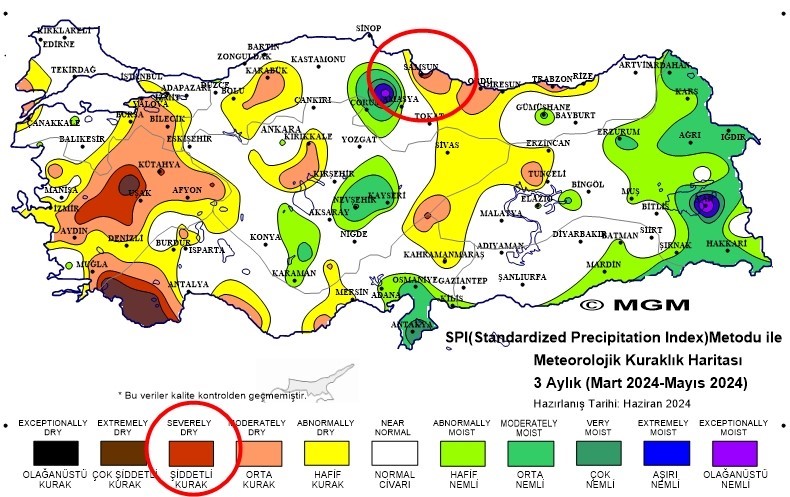 Samsun’da yağışlar yüzde 20 ila 40 arasında azaldı
