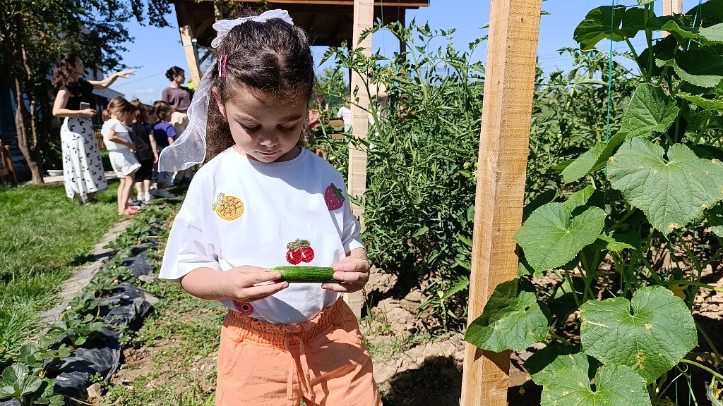 Minikler, hobi bahçesinde ilk hasatlarını yaptı
