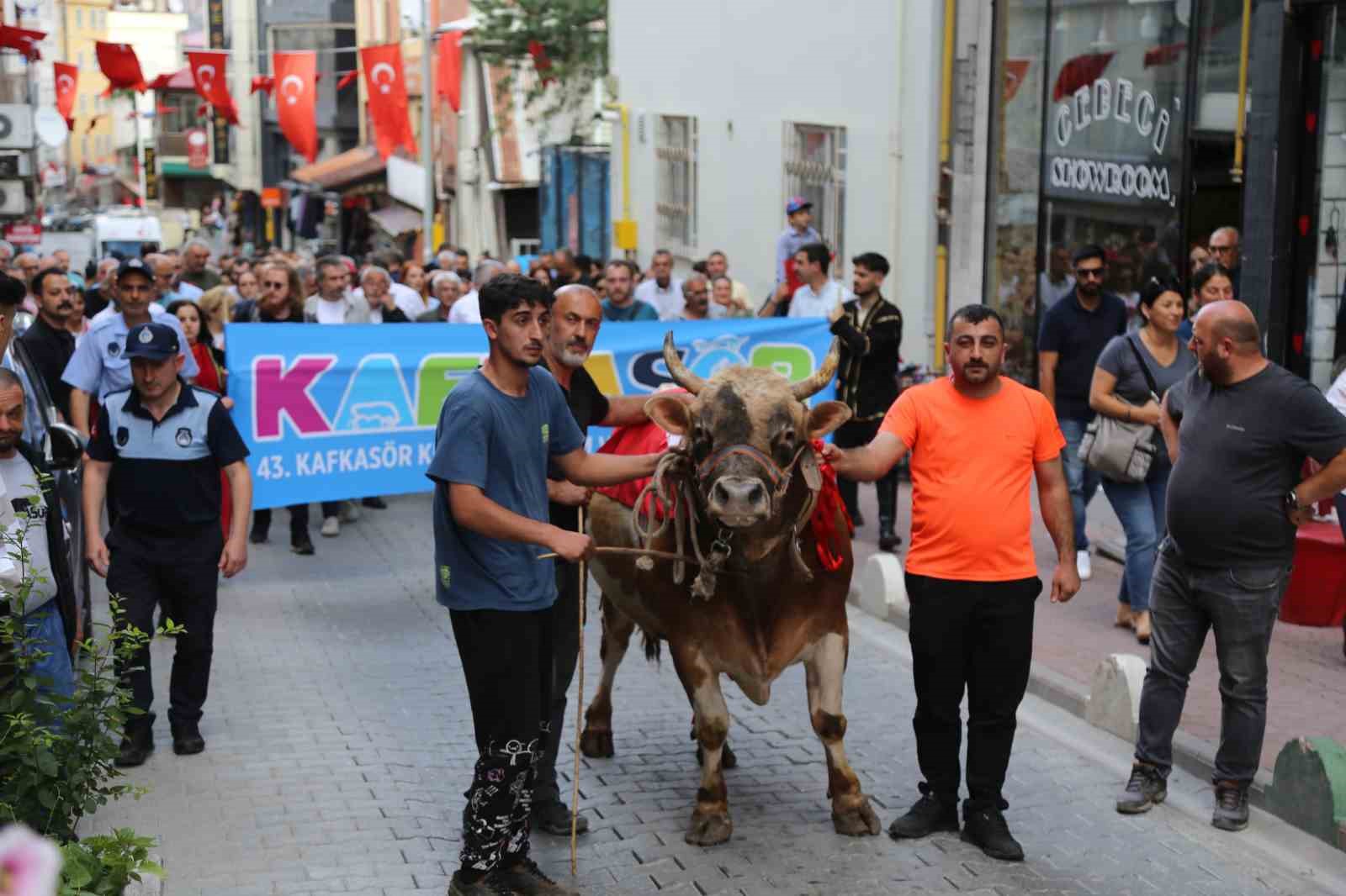 43. Kafkasör Festivali boğalı kortej yürüyüşüyle başladı
