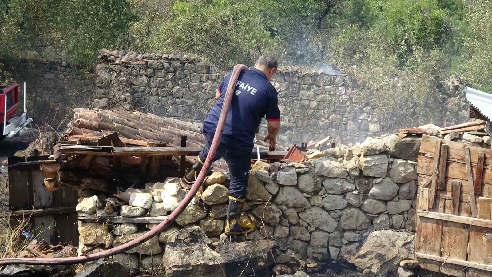 Anız yangını evlere sıçramadan söndürüldü
