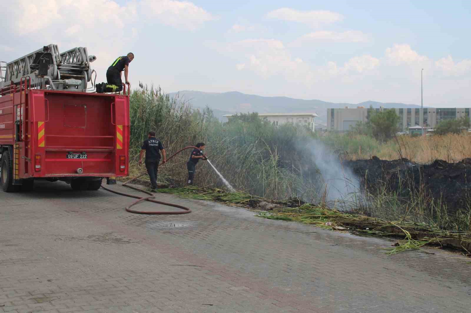 Sazlık alanda çıkan yangın itfaiyenin müdahalesiyle söndürüldü
