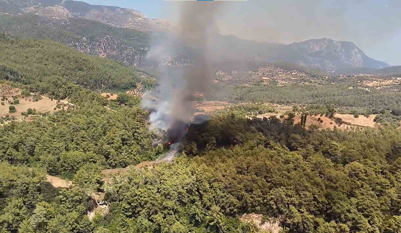 Milas yangınına havadan karadan müdahale
