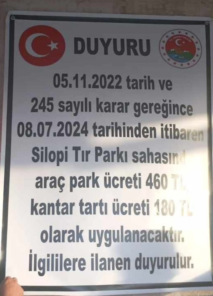 Habur Tır Parkı’nda park ve kantar ücretlerinde yeni tarife
