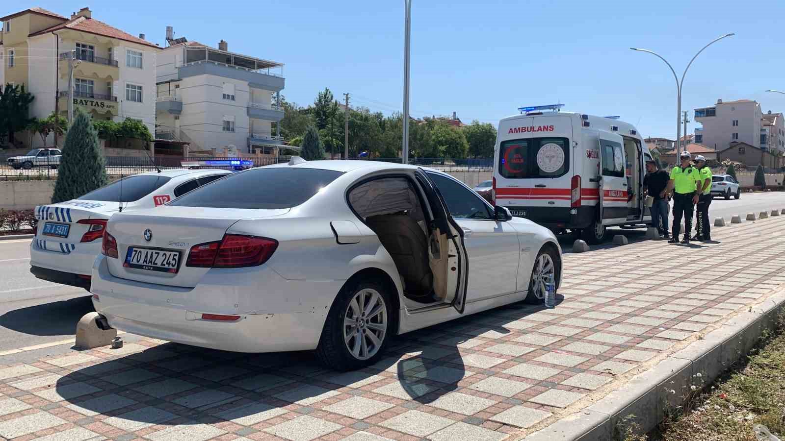 Karaman’da kaldırıma çıkan otomobildeki hamile kadın yaralandı
