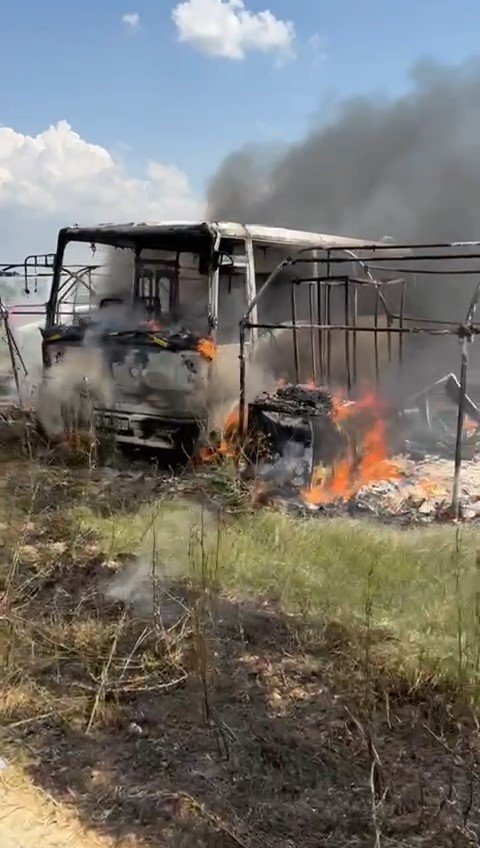 Mevsimlik işçilerin kaldığı çadırlarda yangın çıktı
