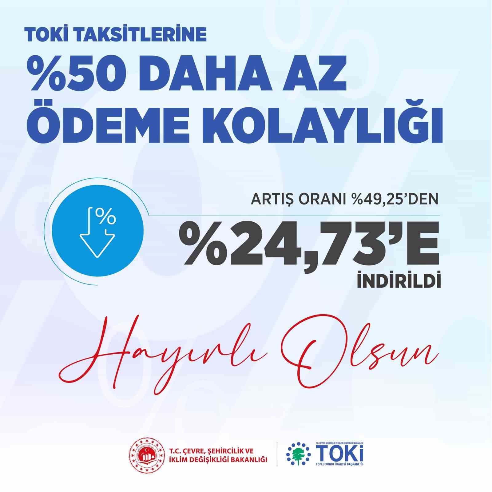 TOKİ taksitlerinde yüzde 50 ödeme kolaylığı sağlanacak
