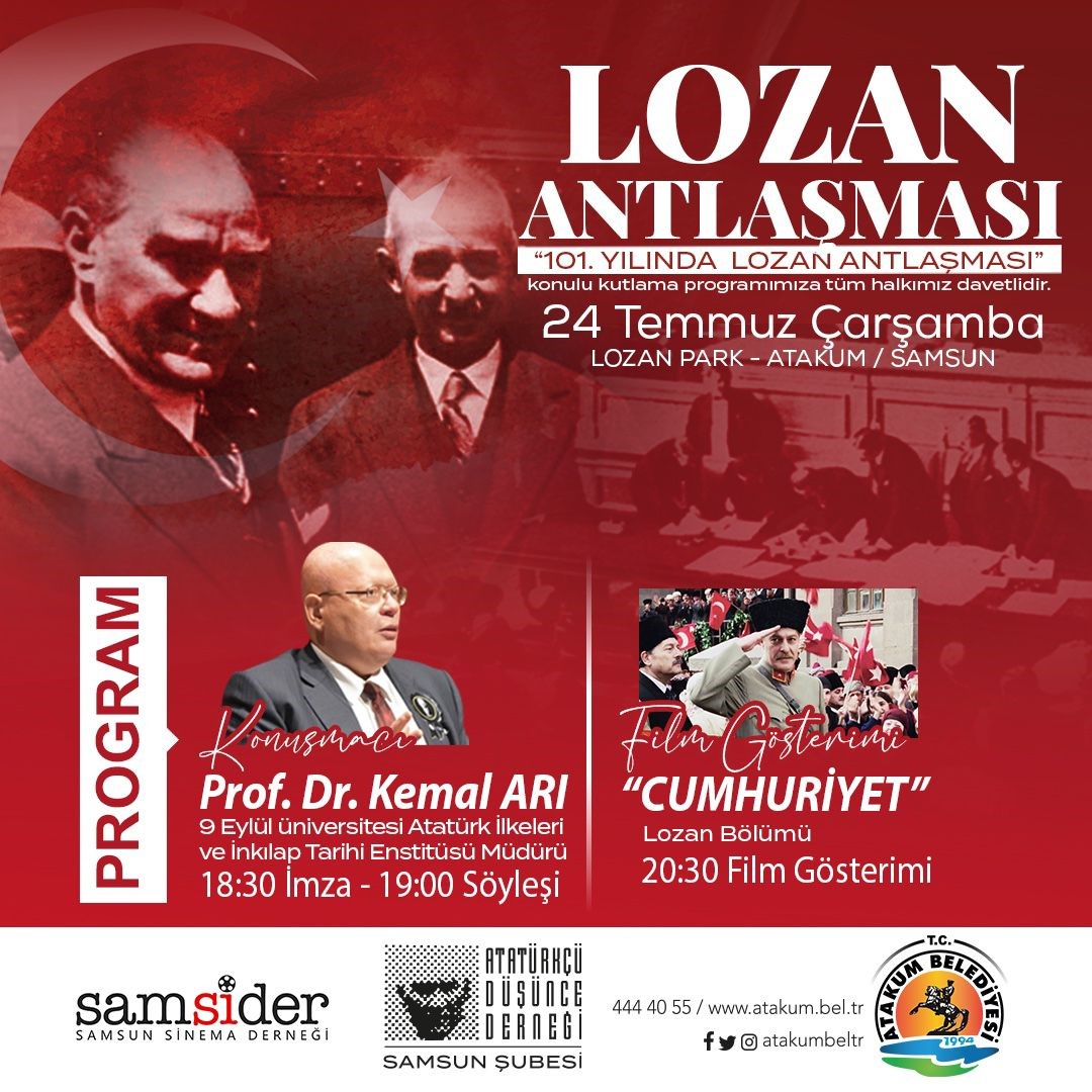 Atakum Belediyesi’nden Lozan’ın 101. yıl dönümüne özel program
