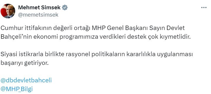 Bakan Şimşek: 