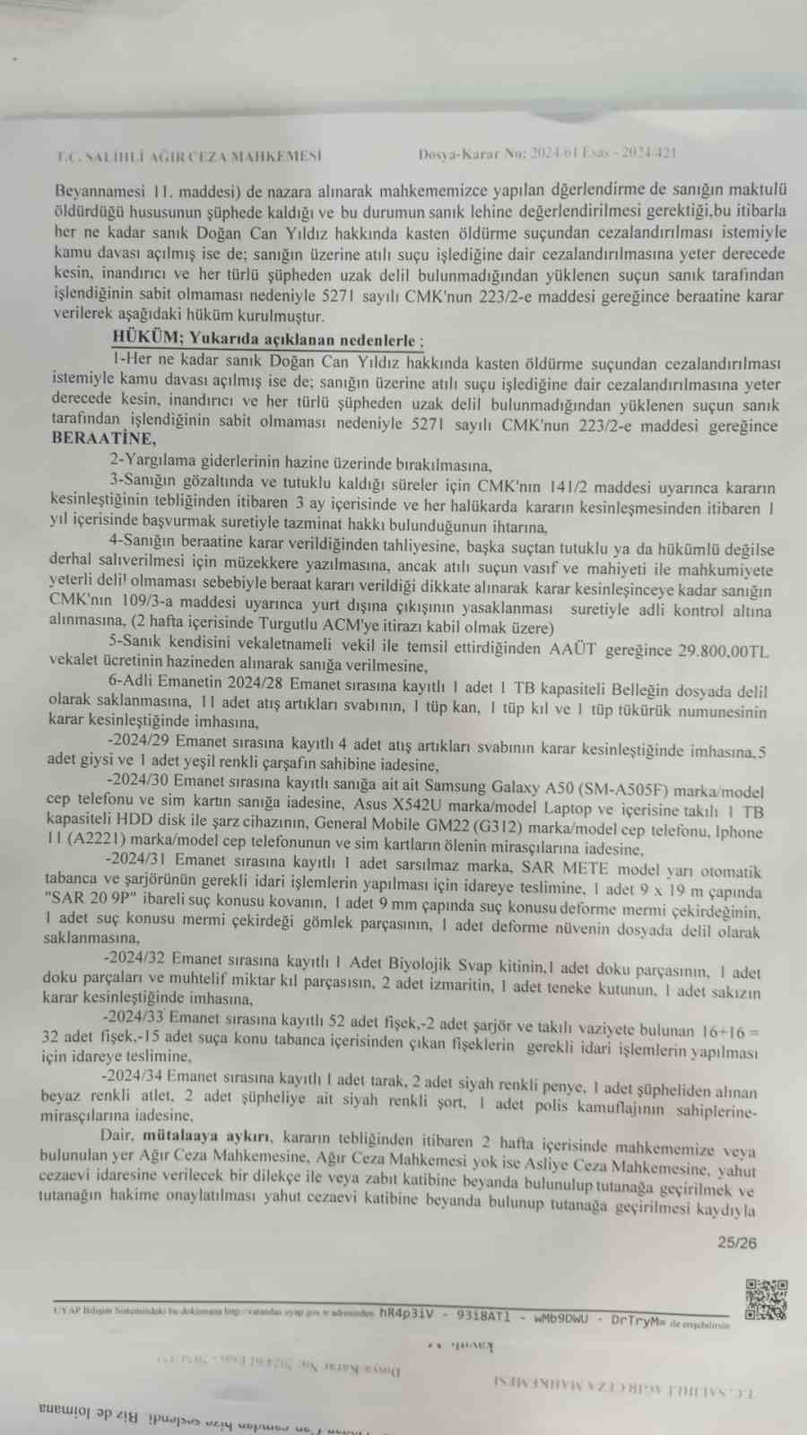 Manisa’da Yeşim Akbaş davasında gerekçeli karar açıklandı
