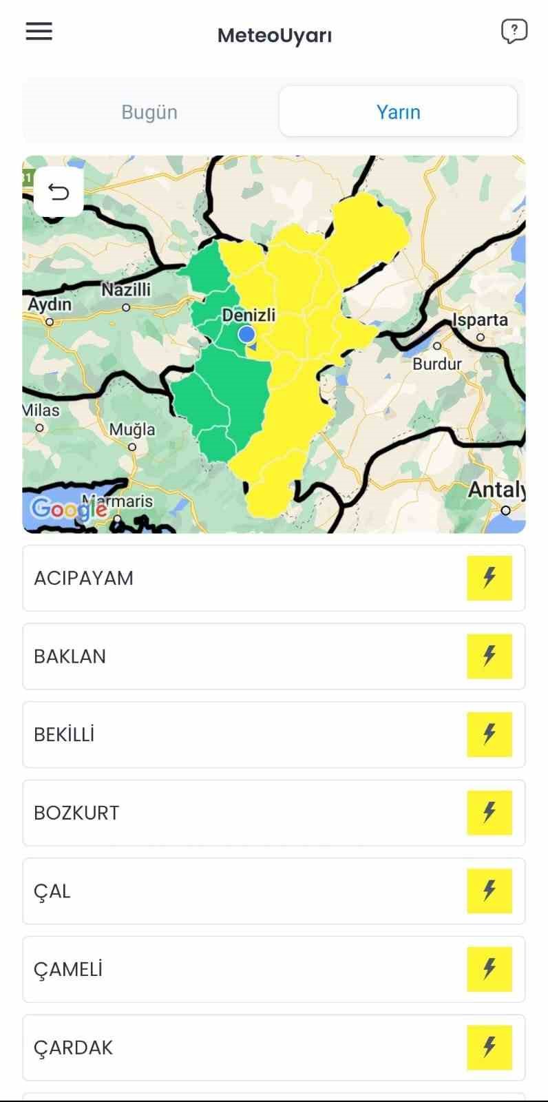 Denizli’ye kuvvetli yağış uyarısı
