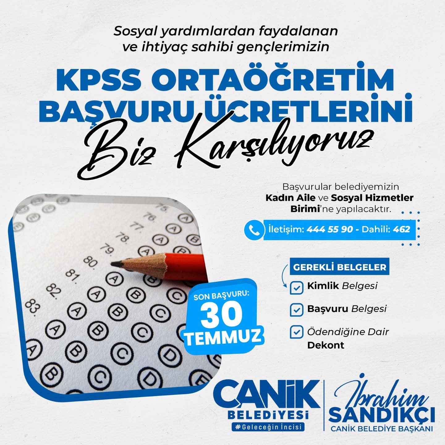 Sandıkçı: “KPSS ortaöğretim ücretleri karşılanacak”
