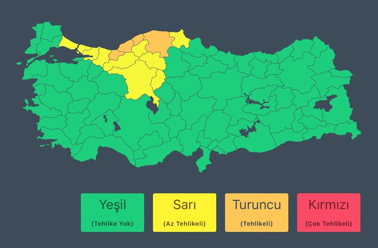 Düzce için turuncu uyarı
