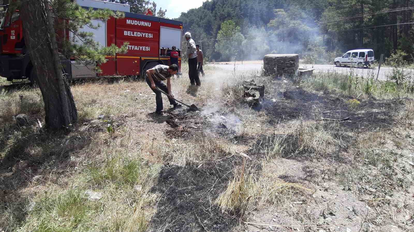 Yol kenarına atılan sigara yangına neden oldu
