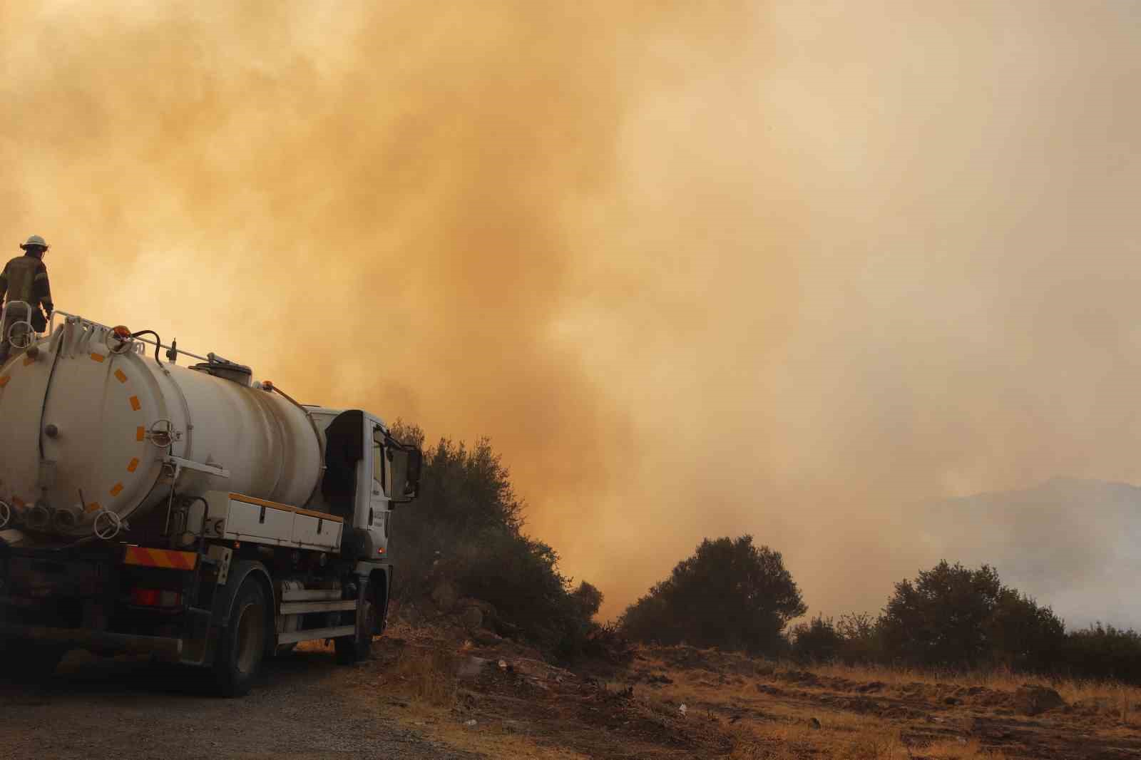 Dikili’deki orman yangınına müdahale 4 saattir sürüyor
