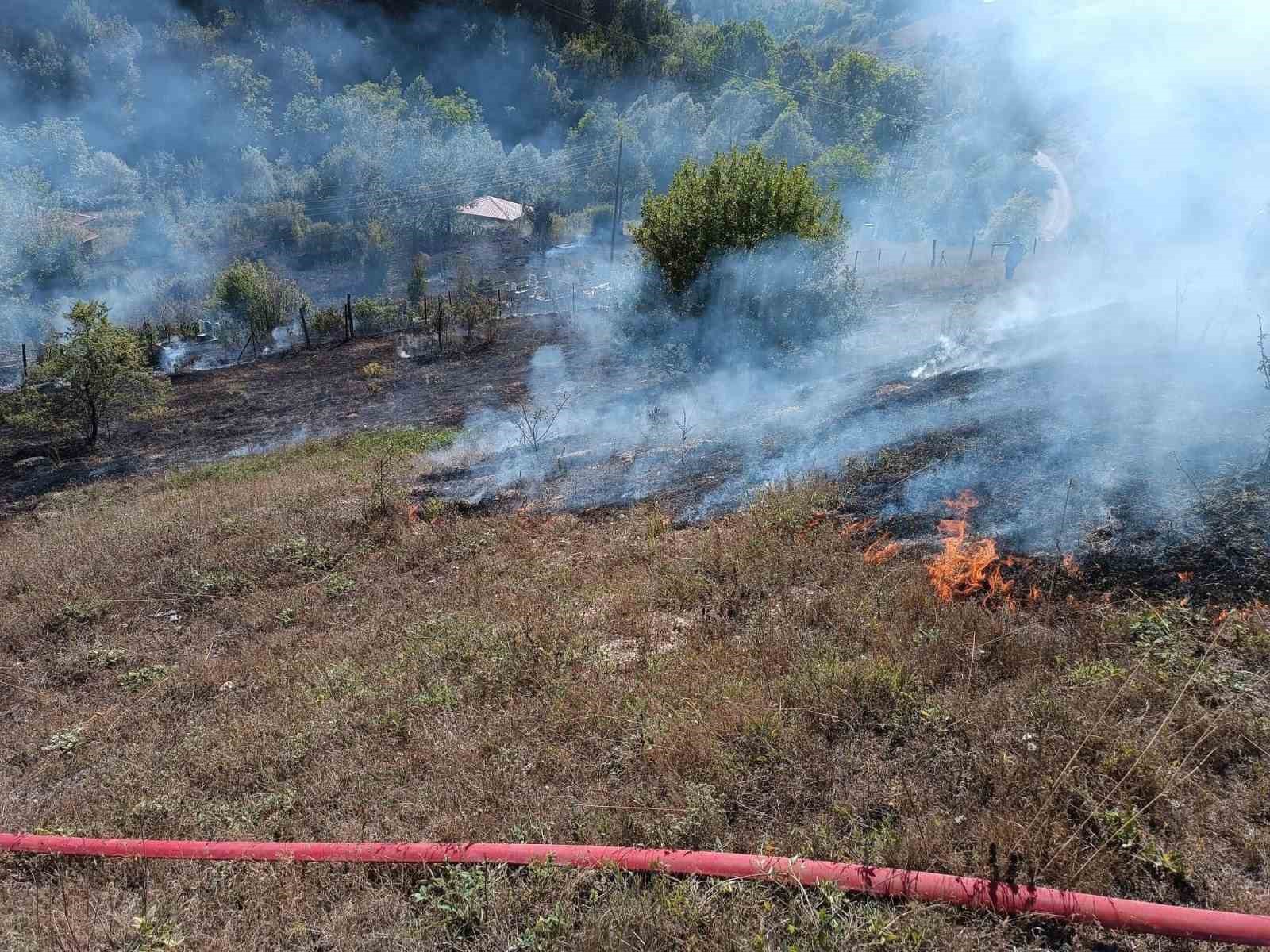 Mezarlıkta çıkan yangın ormana sıçramadan söndürüldü
