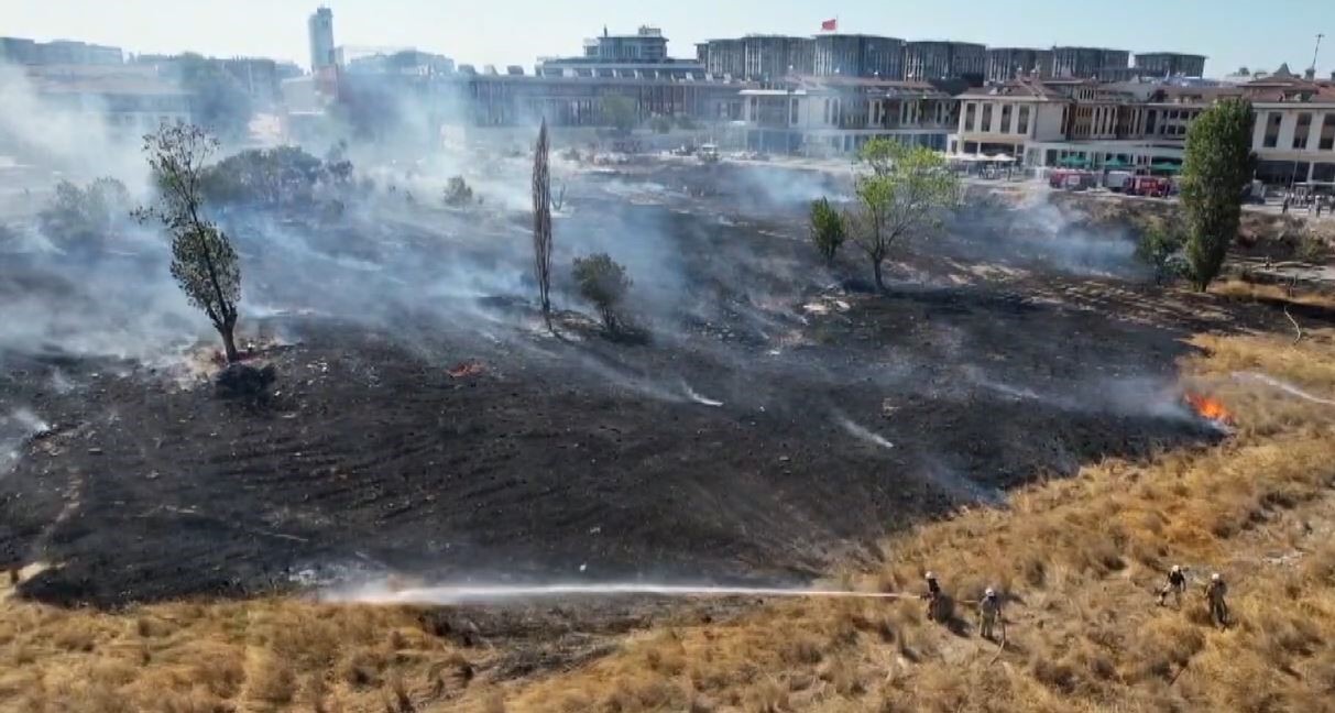 Zeytinburnu’nda otluk alandan alevler yükseldi
