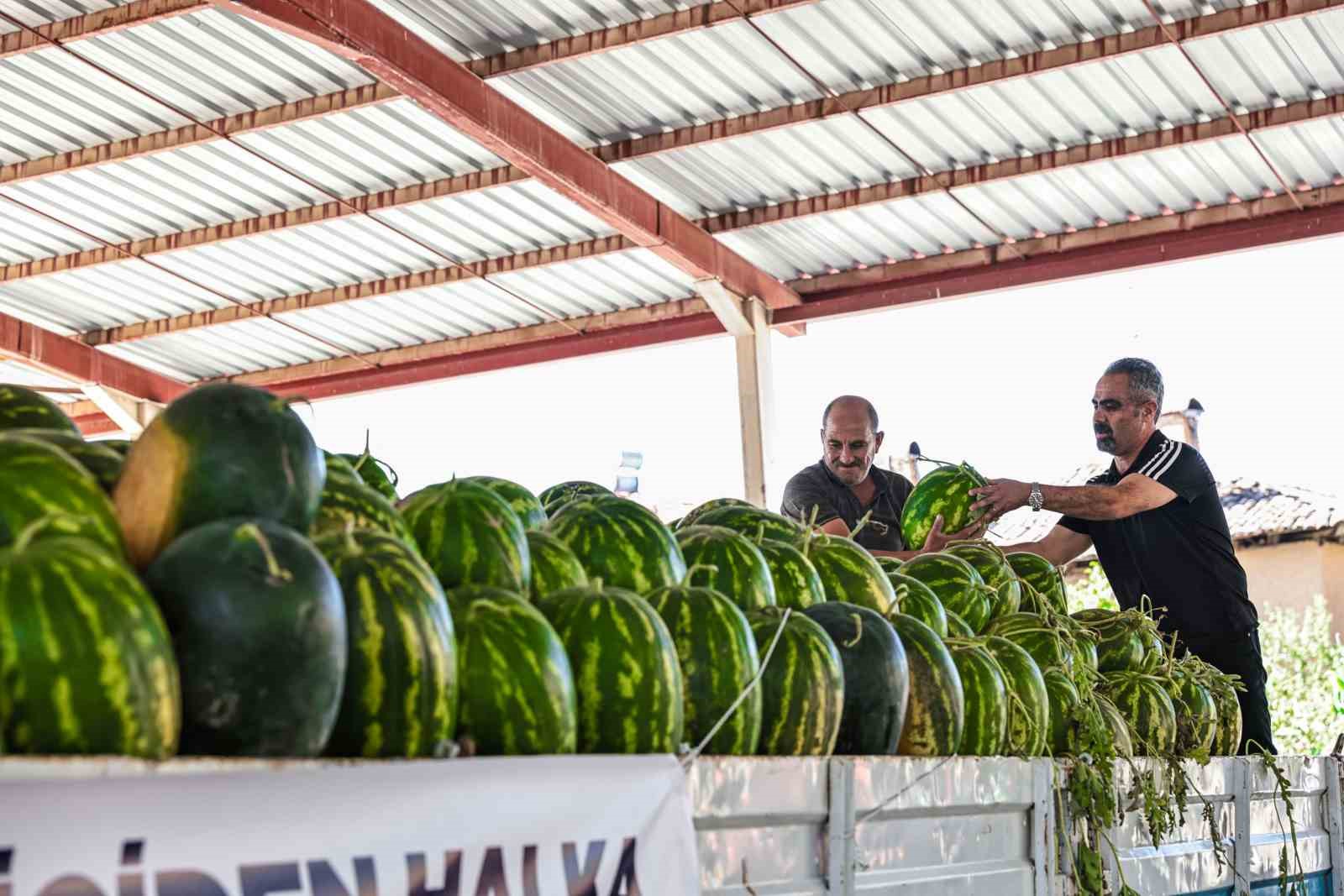 Denizli’de üreticinin elinde kalan karpuzları büyükşehir aldı
