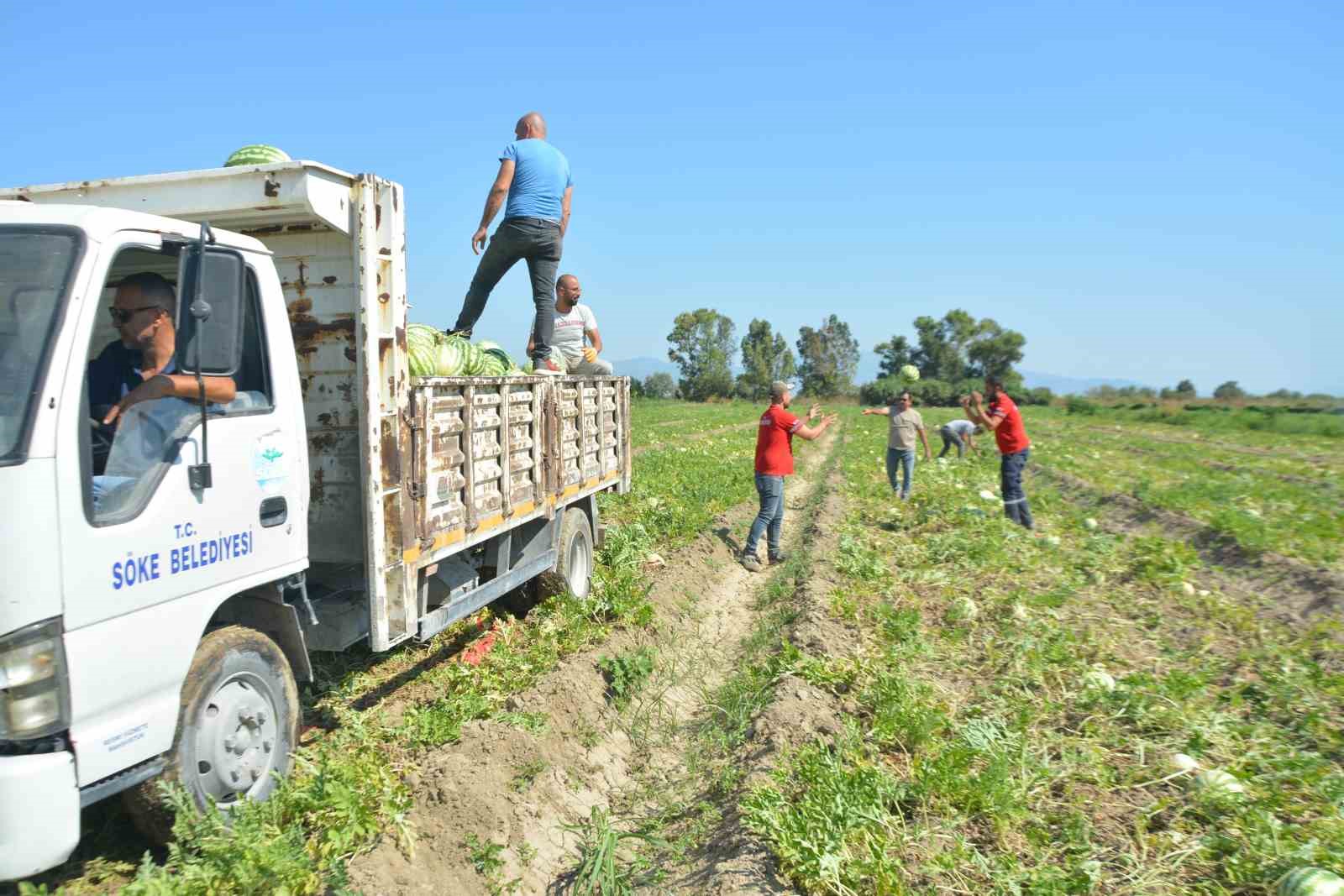 Söke Belediyesi vatandaşa karpuz dağıttı
