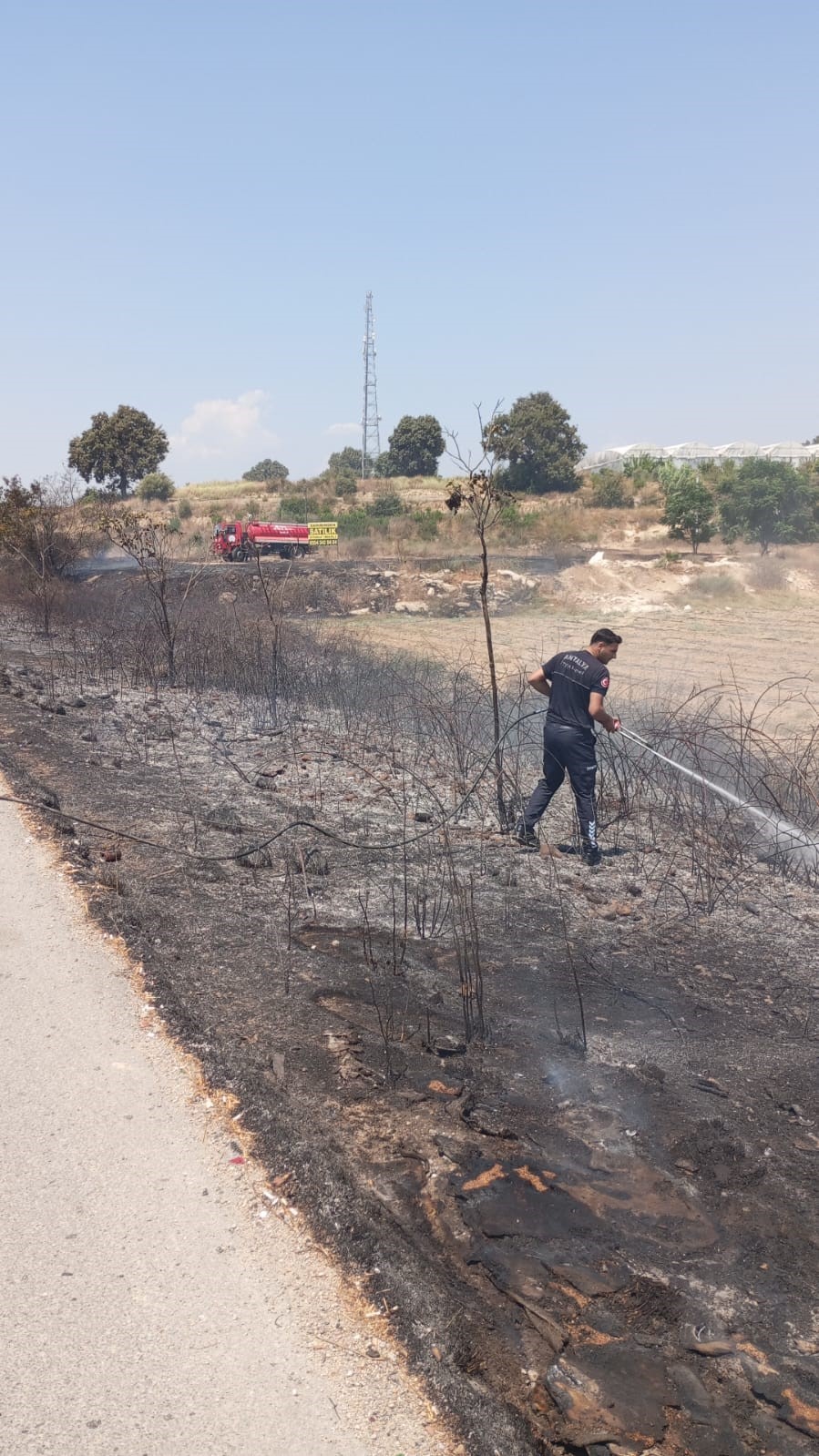 Sigara izmariti yangına neden oldu, dumanlar karayolunu kapladı
