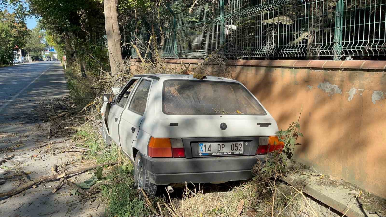 Otomobilin çarptığı ağaç üzerine devrildi, yangın çıktı: 1 yaralı
