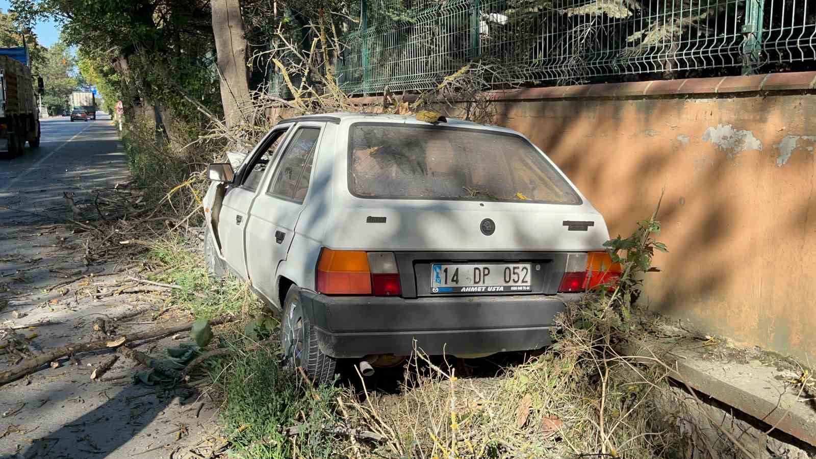 Otomobilin çarptığı ağaç üzerine devrildi, yangın çıktı: 1 yaralı
